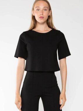 Black Ponte Knit Short Sleeve